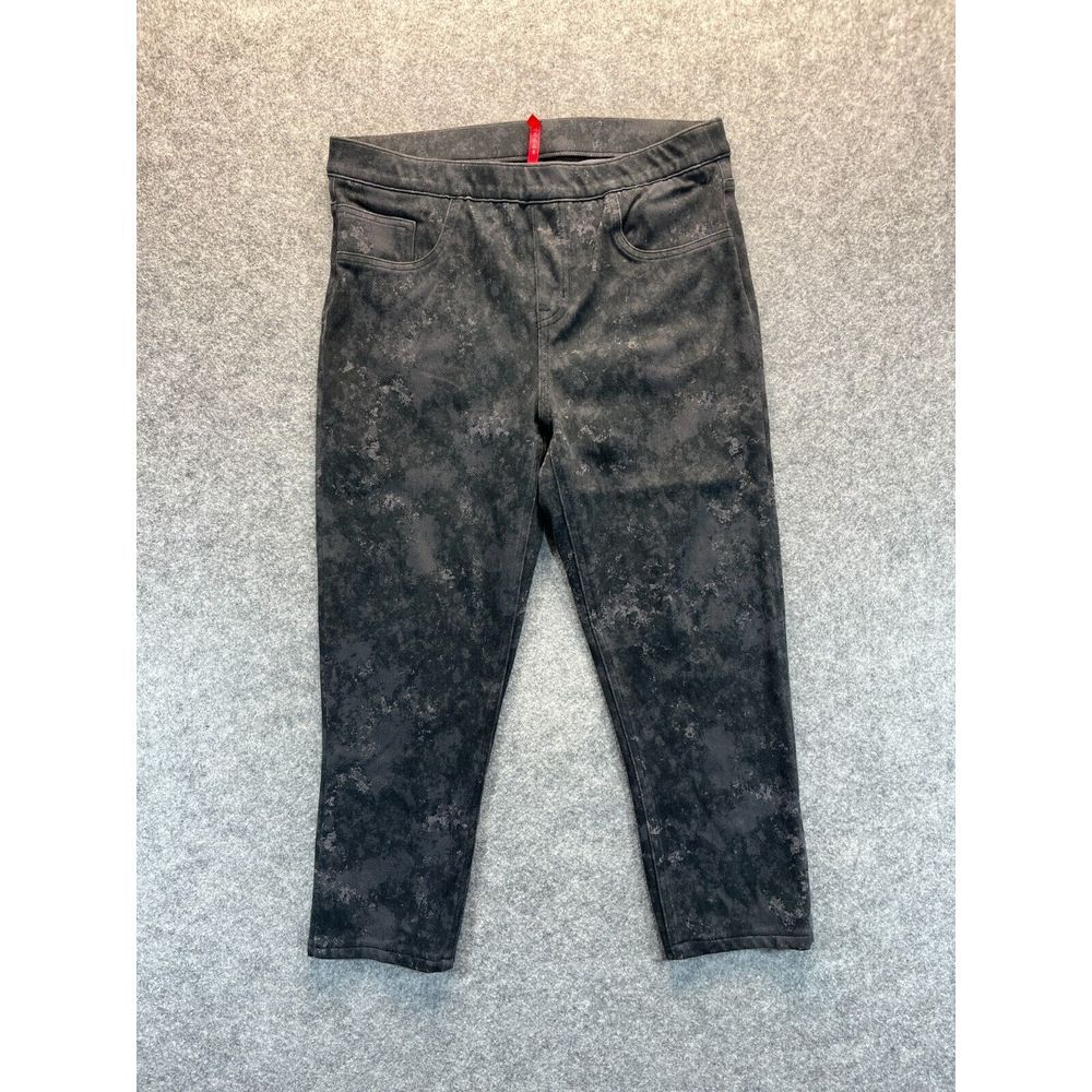 Spanx Jeanish Leggins Women's Size L Black Camo Pull On High Rise Stretch‎